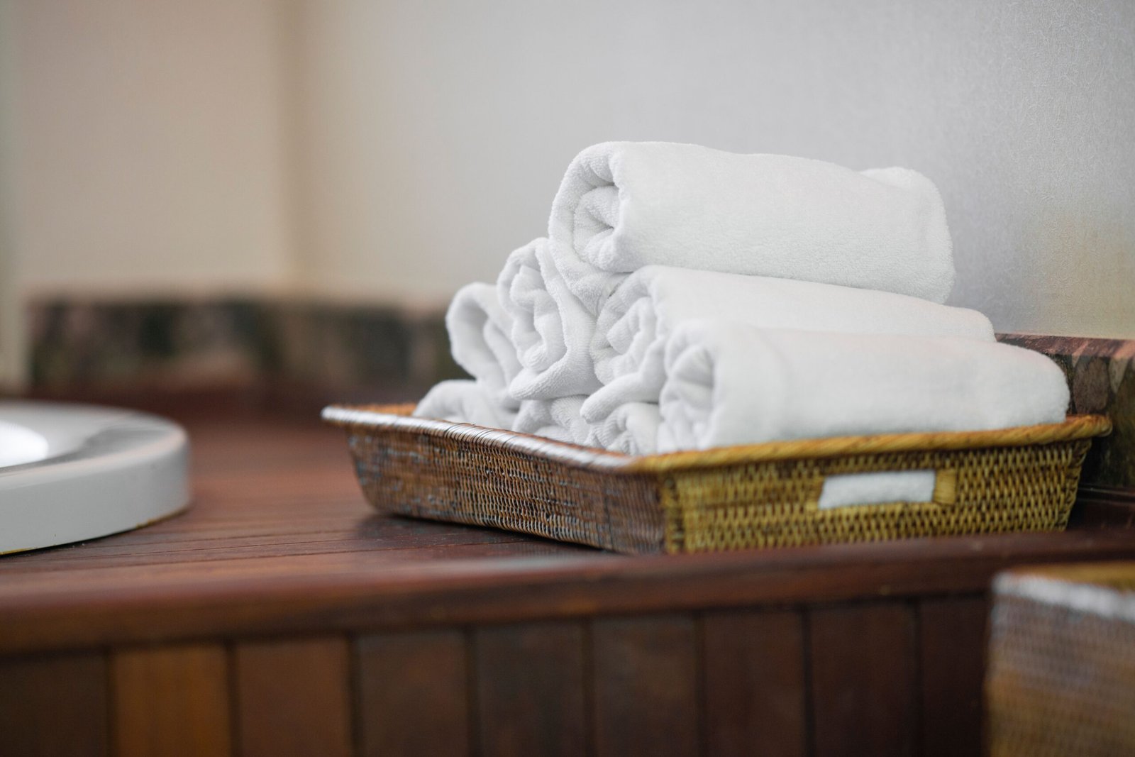 Rolled bath towels